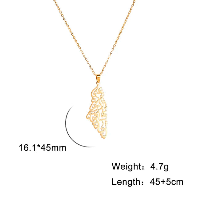 Palestine Map Pendant Necklace