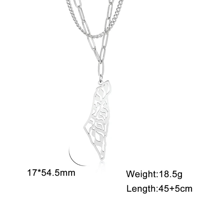 Palestine Map Pendant Necklace