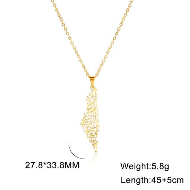 Palestine Map Pendant Necklace