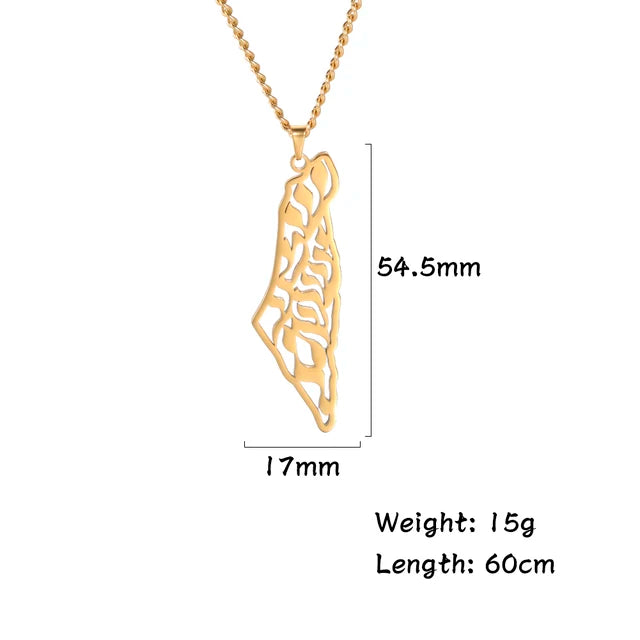 Palestine Map Pendant Necklace