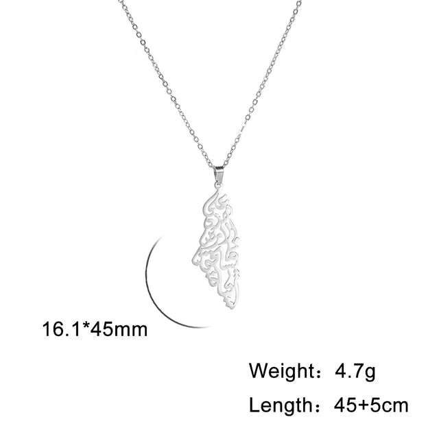Palestine Map Pendant Necklace
