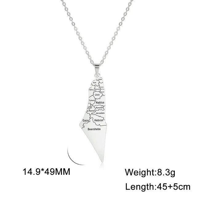Palestine Map Pendant Necklace