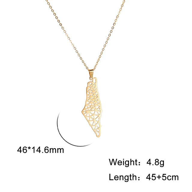 Palestine Map Pendant Necklace