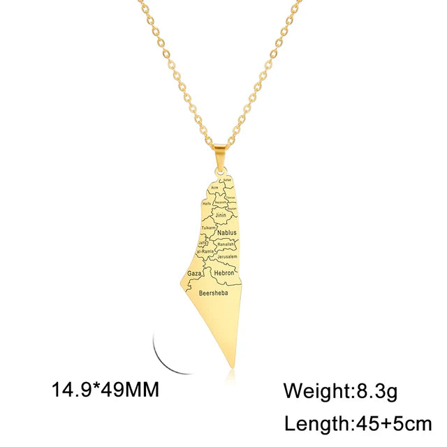 Palestine Map Pendant Necklace