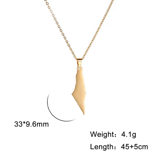Palestine Map Pendant Necklace